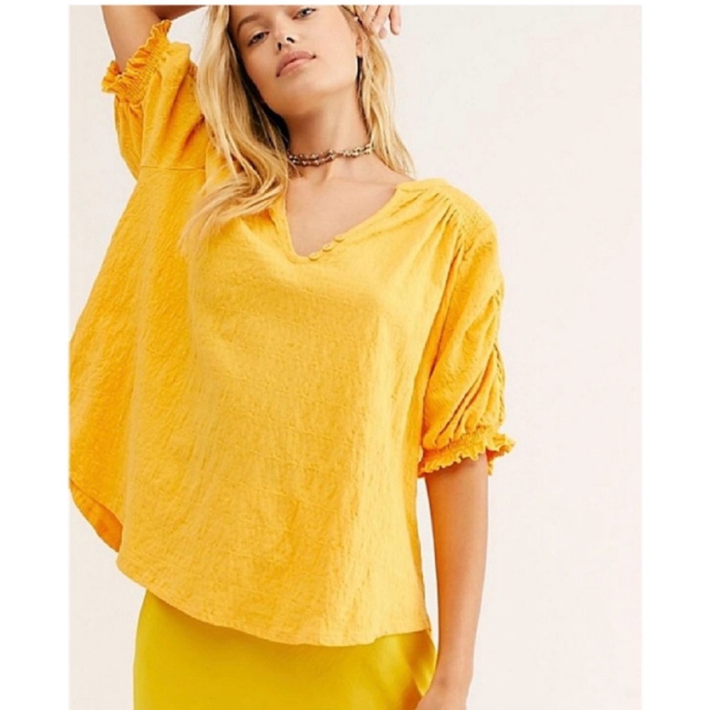 Free People Fever Dream Tee Yellow M - Picture 2 of 6